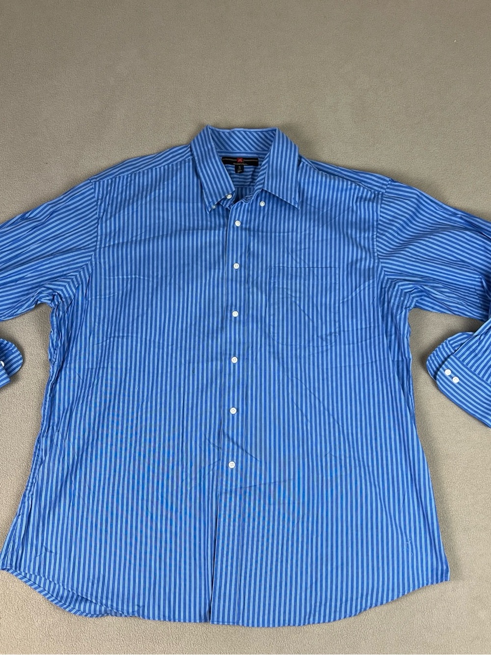 Members Mark Button Down Shirt, Blue Striped. 100% Cotton. Men's Sz XXL, 18/34